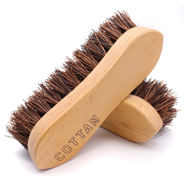 COTTAM Hand Scrubbing Brush (x2) | Hand Scrubber | Deck Scrub | Eco - 100% Natural Bassine (Bristle) & Wood