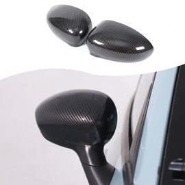1 Paar Auto-Seitenspiegel-Abdeckkappen für Fiat 500 2016–2024, Auto-Rückspiegel-Regenschutz, Tür, Seitenspiegel-Gehäuse, Schutz, Ersatz-Außenzubehör (Kohlefaser-Stil)