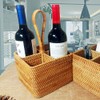 i-lan 2 Pack 4 Section Square Rattan Basket with Handle-Boho