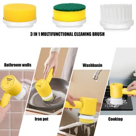 Depurador eléctrico inalámbrico giratorio, depurador de ducha de doble velocidad con 3 cabezales reemplazables, cepillo para polvo de limpieza eléctrico para limpieza de tina/azulejos/piso