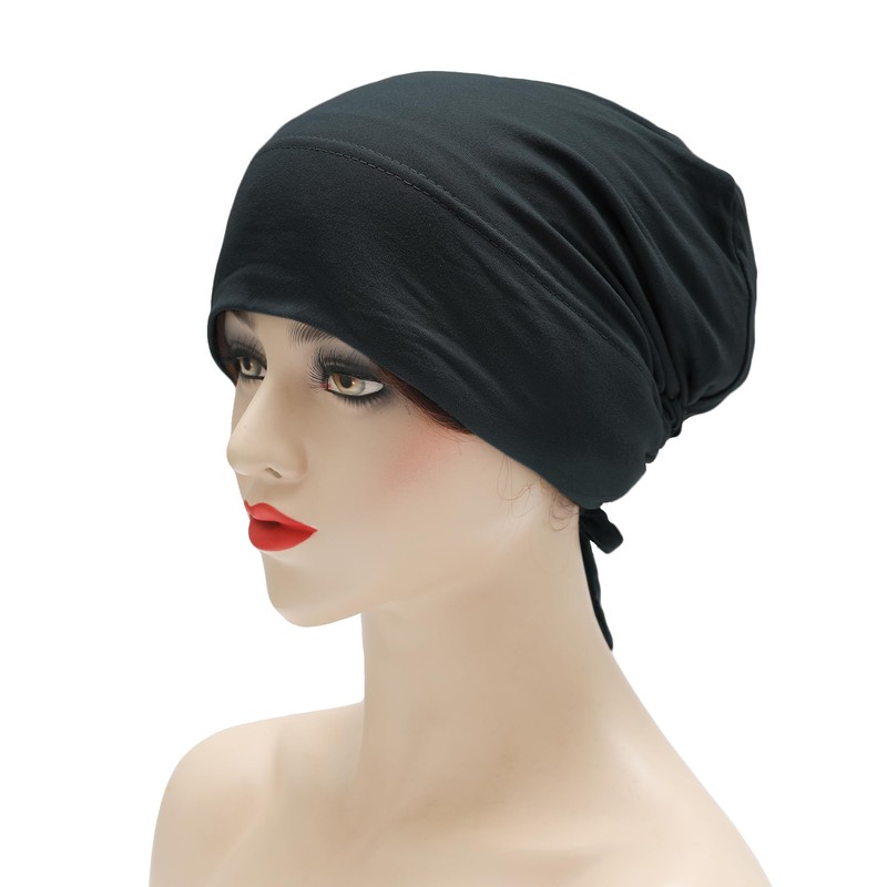 ZLYC Satin Lined Hijab Cap for Women Tie Back Hijab