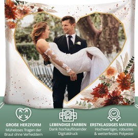 HOCHZEITSHELD - Heart to Cut Out Wedding Including 2 Scissors as Registry Office Surprise and Wedding Games for the Bride and Groom - Wedding Heart, Wedding Sheet, Bed Sheet, Wedding Towel 200 x 180