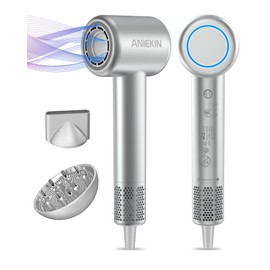 Hair Dryer, High-Speed Ionic Low Noise Blow Dryer for Fast Drying, Birthday Christmas Gifts for Women Men Mom Dad, Thermo-Control Quiet Compact Hair Blow Dryer for Travel Salon, Silver