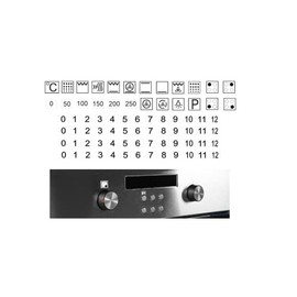 Cooker Symbol Sticker Set for Stovetop Marking Smudged Cooker Sign Renew (RP44) (9mm, Black Symbols on White Background)
