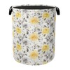 Yellow Gray Flowers Large Clothes Hamper Bag - Laundry Basket