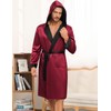 SWOMOG Mens Hooded Robe Satin Bathrobe with Shorts Set Silky