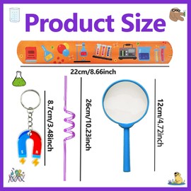 QZYCMHOO 111PCS Science Party Favors Set, Lab Birthday Decorations Including Slap Bracelets, Keychains, Gift Bags, DIY Stickers, Drinking Straws, Science Birthday Supplies