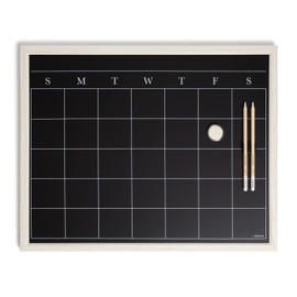 U Brands White Wash Frame Chalkboard Calendar Set, Office Supplies, with Magnet, Chalk Pencils 16” x 20”, 4 Pieces