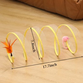 AMYESE Small Cat Tunnels - Interactive Pet Tube Toy, Cat Activity Tunnel with Plush Mouse Bell Feather Toy, Shiny S-Shaped Pet Hunt Chase Training Center for Kitten, Ferret, Small Animals