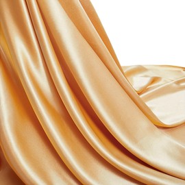 Gold Silk Satin Fabric 5 Yards 55" Wide, Shiny and Soft Charmeuse Satin Fabric for Sewing Wedding Bridal Dress Crafts