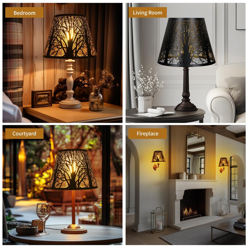 Small Lamp Shade, ALUCSET Barrel Metal Lampshade with Pattern of
