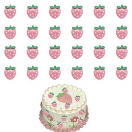 25 PCS Pink Strawberry Cupcake Toppers Mini Strawberry Cupcake Picks Sweet Fruit Baby Shower Birthday Wedding Party Baby Shower Summer Garden Party Decoration Supplies (pink)
