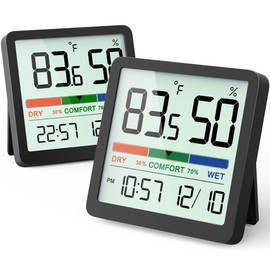 VOCOO Humidity Gauge Indoor Thermometer - Digital Indoor Humidity Sensor Room Thermometer with Temperature Humidity Monitor, Accurate Hygrometer Temp Meter for Home Greenhouse Wine Cellar (2 Pack)