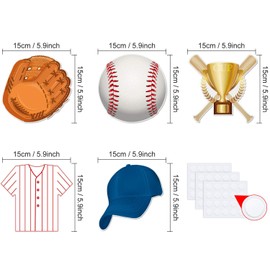 45 Pieces Baseball Paper Cut Outs Versatile Classroom Decoration Sports Themed Cut-Outs with Glue Point for Bulletin Board Classroom School Sports Theme Birthday Party Decoration, 5.9 x 5.9 Inch