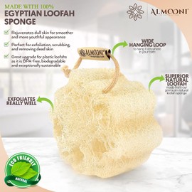 Almooni Mini esponja natural de lufa, esponja exfoliante de ducha egipcia real, limpiador de lufa pequeño para el agarre perfecto, 3 unidades (1 unidad)