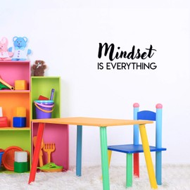 Aurabeam Vinyl Wall Art Decal - Mindset is Everything - 10" x 22" - Modern Inspirational Quote Sticker for Home Bedroom Kids Room Playroom School Classroom Work Office Decor