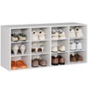 12-Cubby Shoe Rack, 3-Tier Wood Shoe Organizer, Multifunctional Shoe Organizer