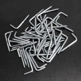 YXQ 50pcs Square Bend Hooks,M3-33x14mm Self-Tapping L Shape Right Angle Wall Hook for Hang Display Medal Jewelry, Zinc Plated