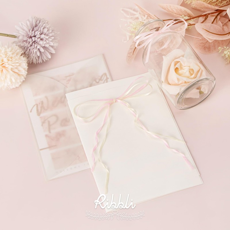 Ribbli Light Pink Double Faced Satin Ribbon,1/8” x Continuous 50