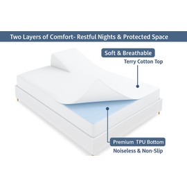 1 Pc Flex Head King Waterproof Mattress Protector for Sleep Number Adjustable Beds, 100% Terry Cotton, Fitted Style 34" Half Split Mattress Cover, Fits Upto 16 Inch Deep Pocket, 78" x 80, White