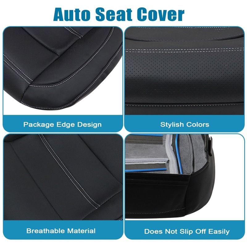 Priprilod Perforated Black Leather Driver Bottom Replacement Seat Cover Compatible