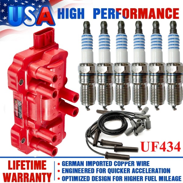 Carbole Red Ignition Coil & Iridium Spark Plug & Wires