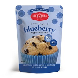 Miss Jones Baking Blueberry Muffin & Bread Mix, Whole Grains, 50% Lower Sugar, Real Blueberries, Naturally Sweetened Desserts & Treats