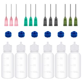 OTCRAFT 6Pcs/Pack 30ml Fine Tip Glue Applicators Set; Plastic Squeezable Dropper Bottles with Needle Tips; Precition Tip Empty Applicator Bottles for Paper Quilling DIY Craft, Acrylic Painting