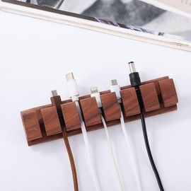Premium Wooden Cable and Cord Organizer For Desk Desk Cable Management Multiple Slots Cable Holder - Material: Beechwood, Size: 9 Slots