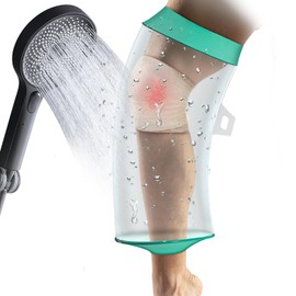 SUPERNIGHT Waterproof Knee Cast Cover for Shower,Knee Surgery Shower Cover for Adult, Watertight Reusable Cast Protector for Knee/Leg Surgeries Wound Bandage(Green)