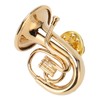 Brass Miniature Tuba Shaped Lapel Brooch Pin Elegant Mini Musical