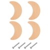 uxcell 4 Pcs Moon Shape Wooden Knobs, Single Hole Wooden