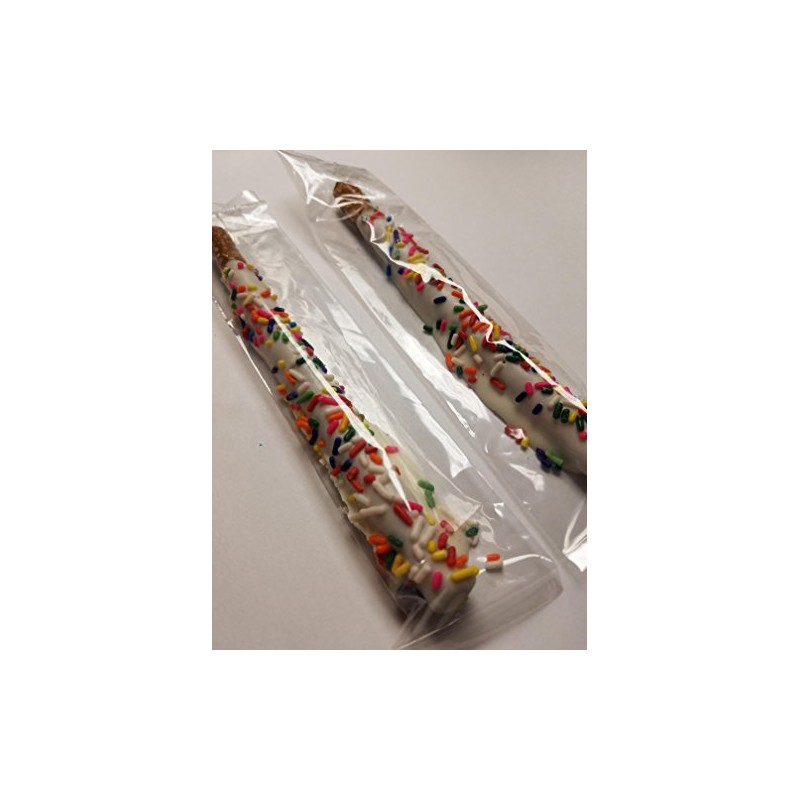 Chocolate Covered Pretzel Rods White Chocolate Rainbow Sprinkles Pieces 16