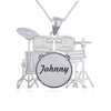 Claddagh Gold .925 Sterling Silver Music Drum Set Pendant -