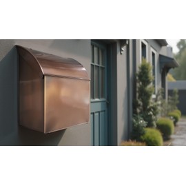 NACH Baxter Extra Large Capacity Mailbox - Extra Large Mailboxes for Outside Wall Mount, Rust Resistant Galvanized Metal Mailbox - Antique Copper Mailboxes for Outside, 12.4”x7.1”x11.8”, MB-7000ACP