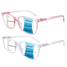 Progressive Multifocus Reading Glasses Blue Light Blocking,Spring Hinge Readers for Women Men (Mix Color-1, 2.0, multiplier_x)