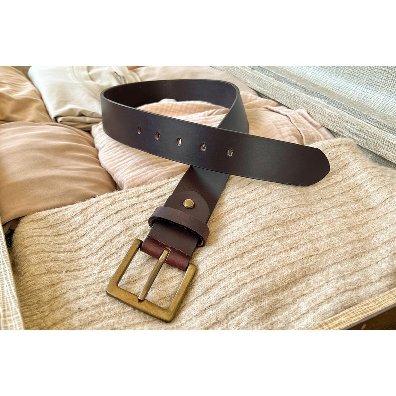 Gusti Jori Simple Leather Belt with Golden Buckle Accessories Women's