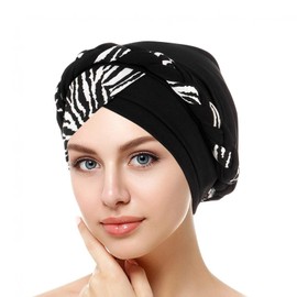 YEHUDAF LEE Women's Turban Braid Headwear Headscarves Chemo Cap Pre-Tied Beanie Hat Head Wrap Sleep Hat, 25