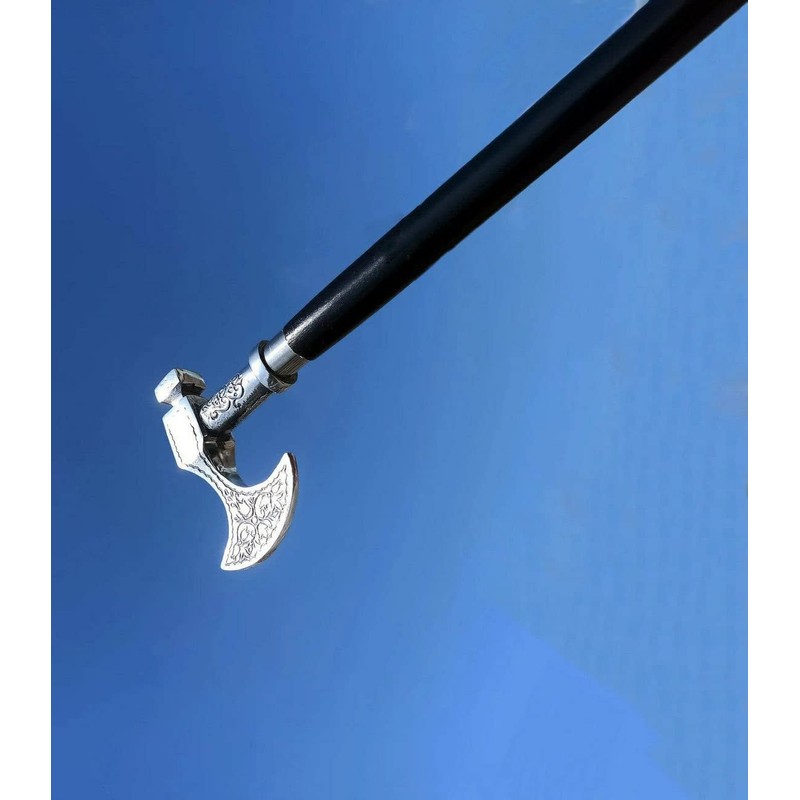 PIRU Walking Cane for Men Solid Pewter Bavarian Axe Handle