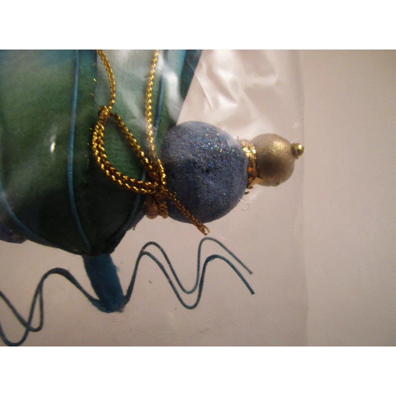 NOS Beaded Wire Dragonfly Aqua Blue Wings Christmas Ornament Thailand
