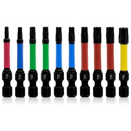 Sprießen Professional 10-Piece Torx Screwdriver Bit Set, 50 mm Length, 1/4 Inch Hex Shank, Torx Screwdriver Bits, T10-T40 Magnetic Screwdriver Bits, Screwdriver Bits, Hex Bits Set