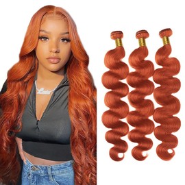 Ginger Bundle Color 350 Body Wave Human Hair Bundles Fridnae Hair Ginger Orange 3 Bundles 34 34 34 Inch Color 350 Orange Body Wave Bundle For Black Women