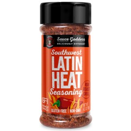 Sauce Goddess - Southwest Latin Heat Shaker - Mexican Rub, Taco seasoning with Cumin, Oregano, Cayenne & Red Chiles, No Sugar, Low Sodium, Gluten-Free - 4.2 oz
