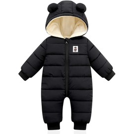 XMWEALTHY Baby Clothes Newborn Boy Girl Snowsuit Winter Coats Infant Jumpsuit Bodysuits Registry Essentials Stuff Gift (Black, 12-18 Months)