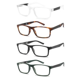 IVNUOYI 4 Pack Reading Glasses Blue Light Blocking Readers for Men Women,Lightweight Computer Eyeglasses with Spring Hinge +4.00