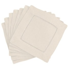 Ivory 6x6 Hemstitch Cocktail Napkins 1 Dozen
