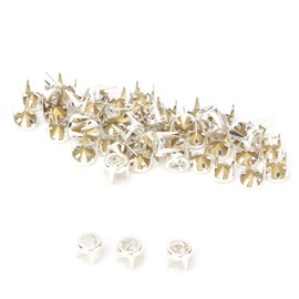HEEPDD Pack of 50 Rivets, Crystal Claw Beads Nailhead DIY Fashion Rhinestone Nailhead Studs Silver/Gold Base Punk Spikes Decorative Rivets for DIY Leather Craft [Silver] Hollow Rivets