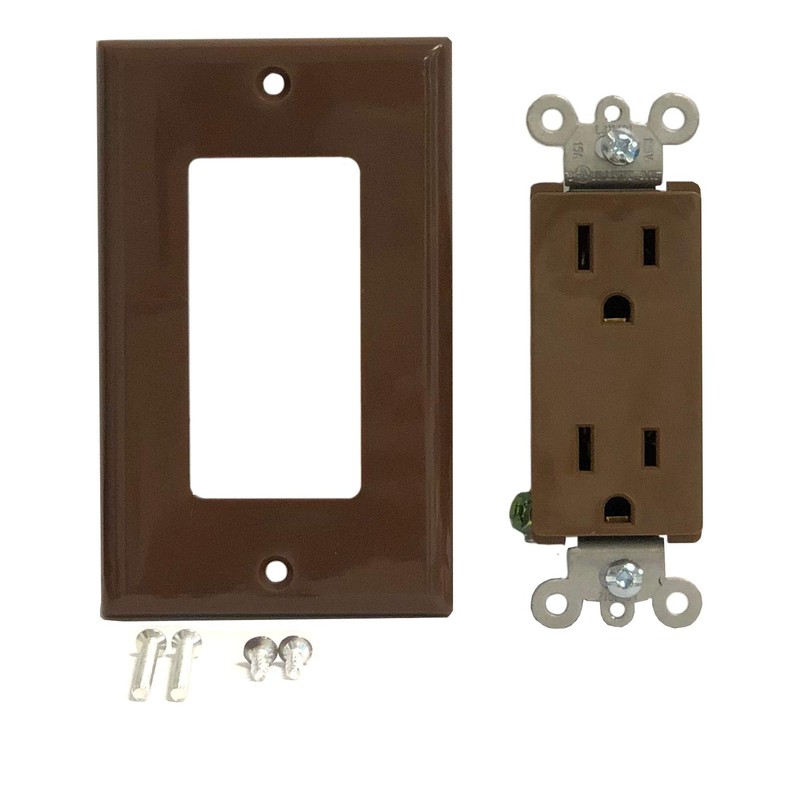 RiteAV 15A Electrical Duplex Receptacle Wall Outlet Plate 1 Gang