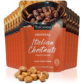 Tuscanini Premium Italian Chestnuts, 3.5oz (12Pack) | Roasted, Peeled & Ready to Eat | Great Source of Fiber & Antioxidants | Product of Italy | Certified Kosher
