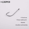 130pcs Baitholder Fishing Hooks Set Carbon Steel Black Barbed Baitholder